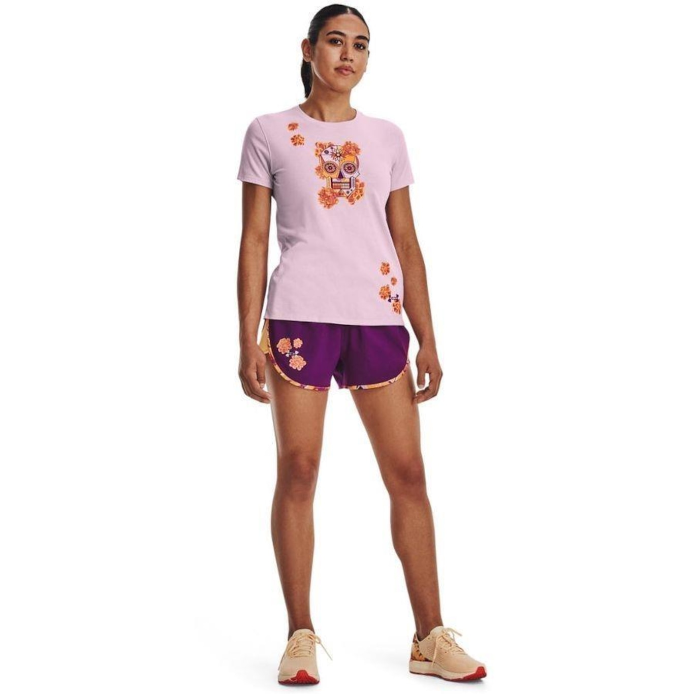 Shorts Under Armour Fly By Elite Day Of The Dead - Feminino - Foto 3