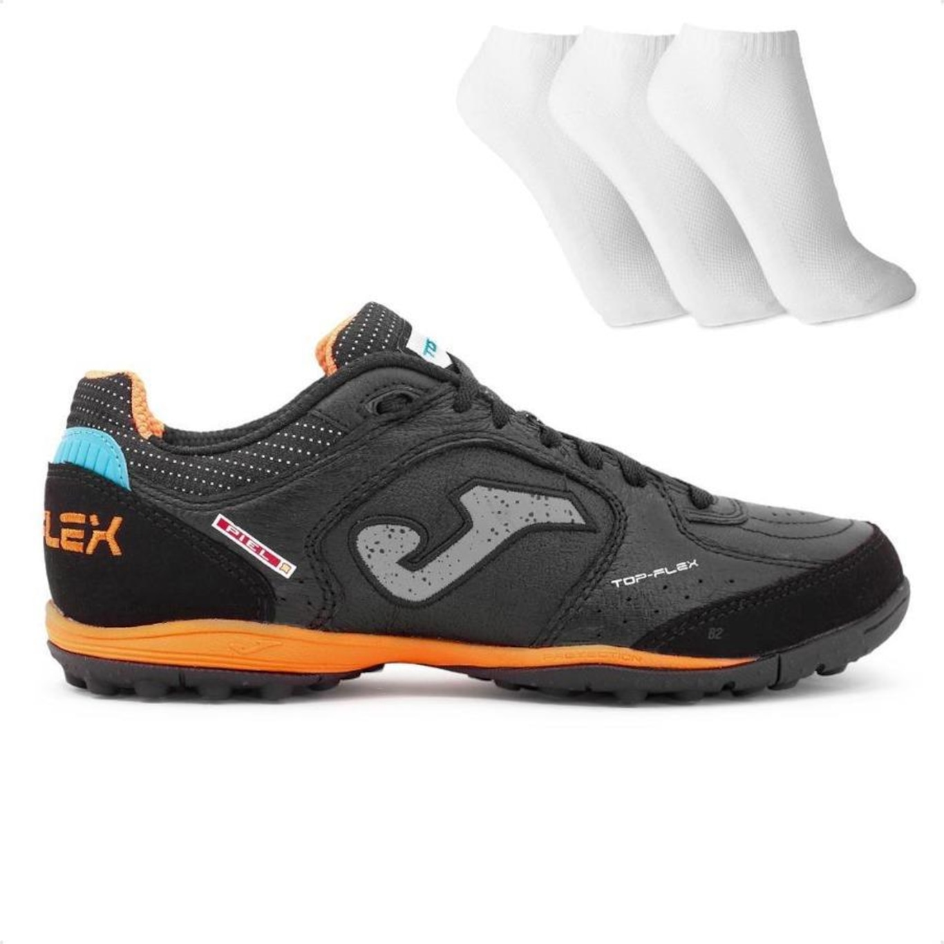 Chuteira Society Joma Top Flex + 3 Pares de Meias -Adulto - Foto 1