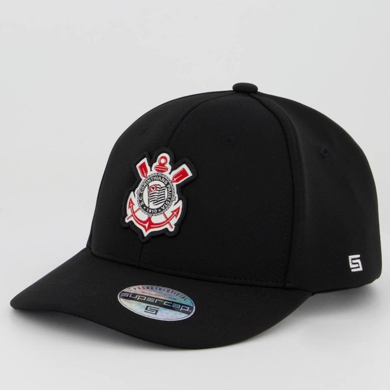 Boné Aba Curva Supercap Corinthians Escudo - Snapback - Adulto - Foto 1