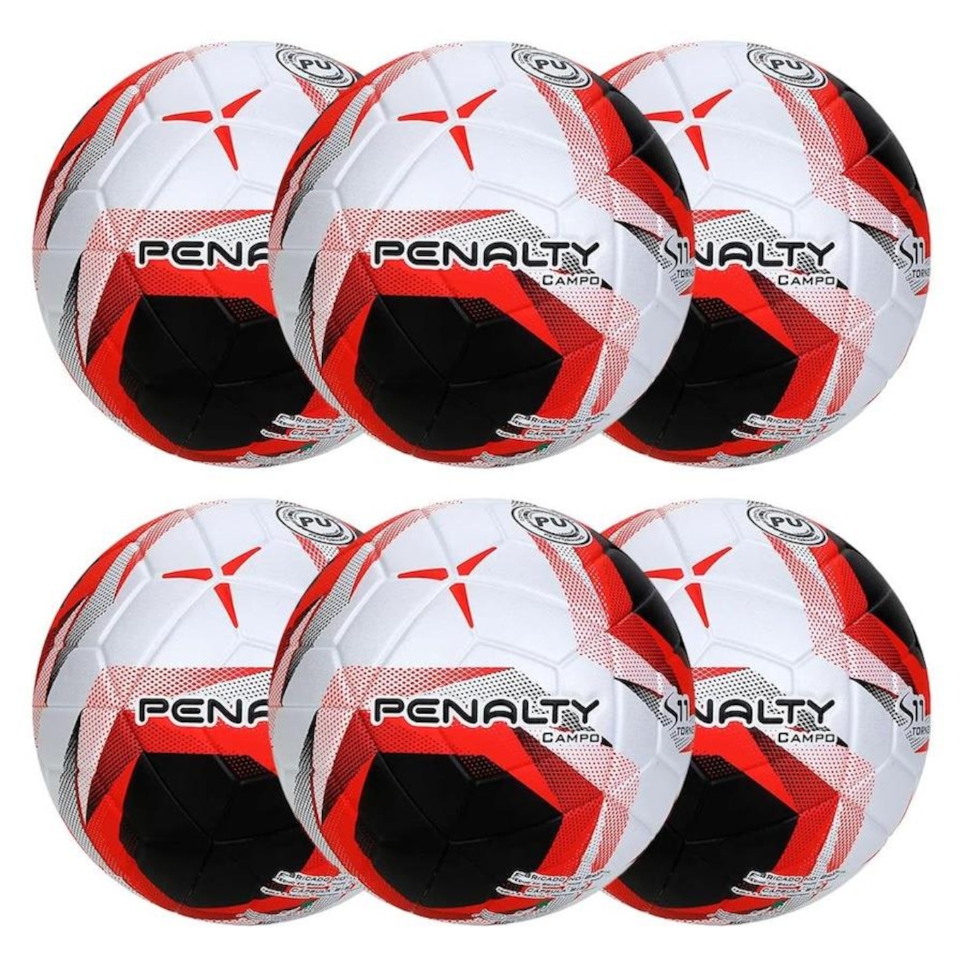 Kit de Bolas de Futebol de Campo Penalty S11 Torneio X - 6 Unidades - Foto 1