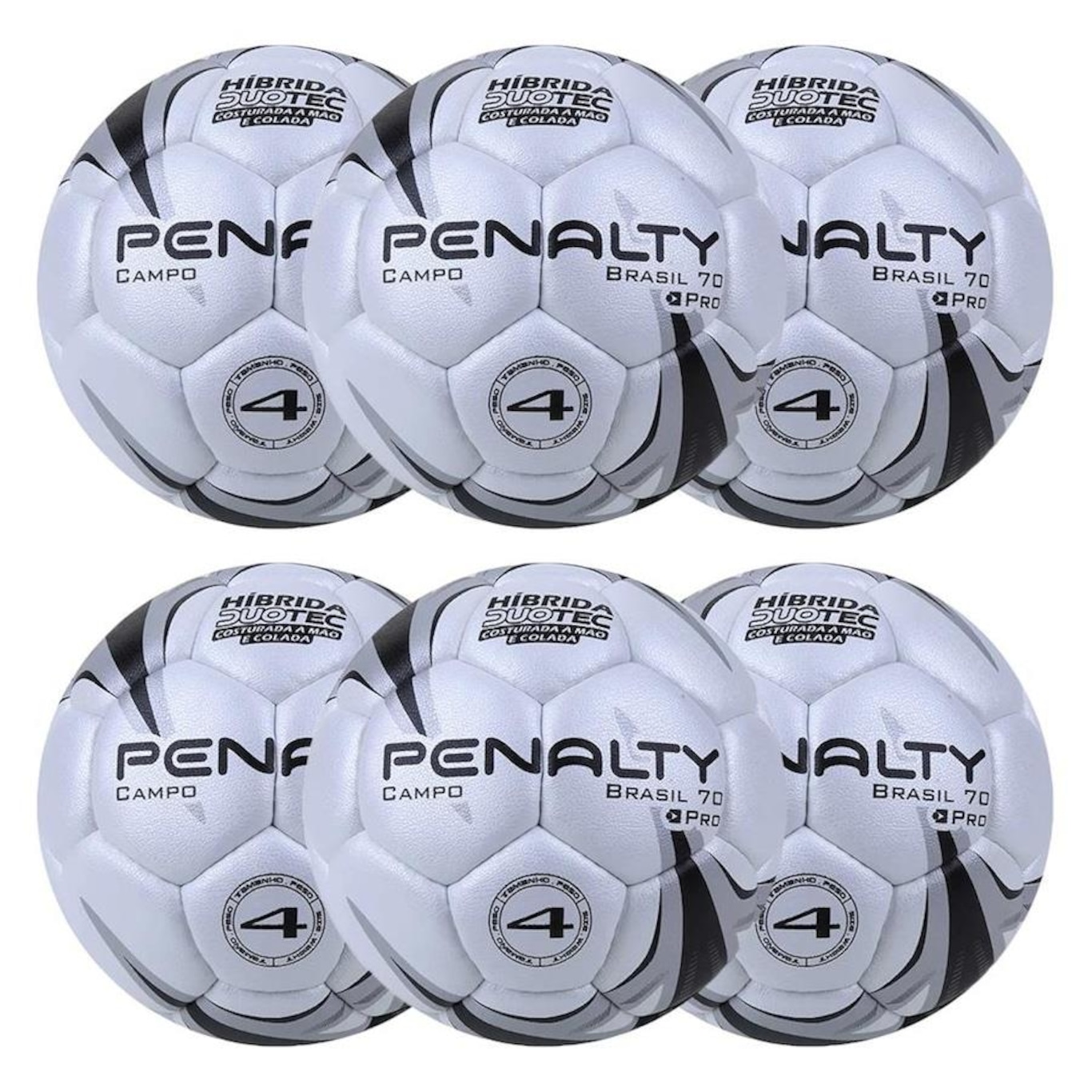 Kit de Bolas de Futebol de Campo Penalty Brasil 70 N4 X - 6 Unidades - Foto 1