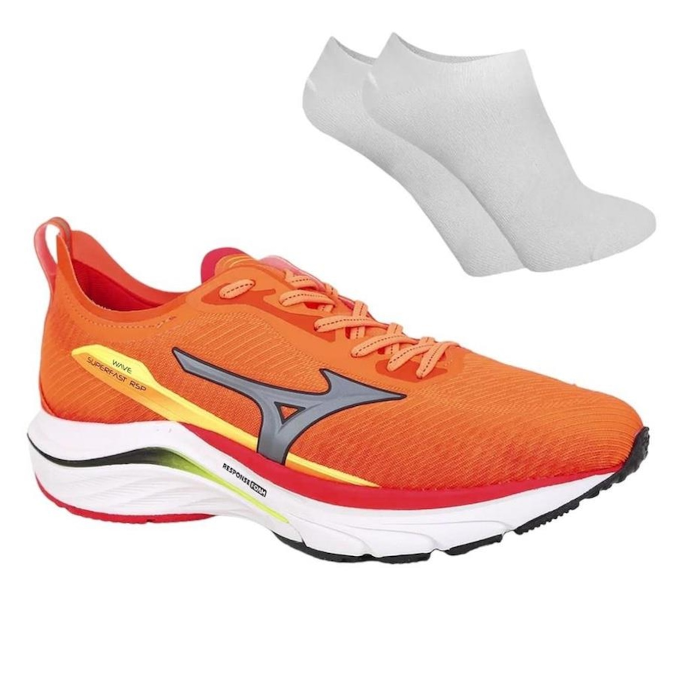 Kit Tênis Mizuno Wave Superfast + Par de Meia - Masculino - Foto 1