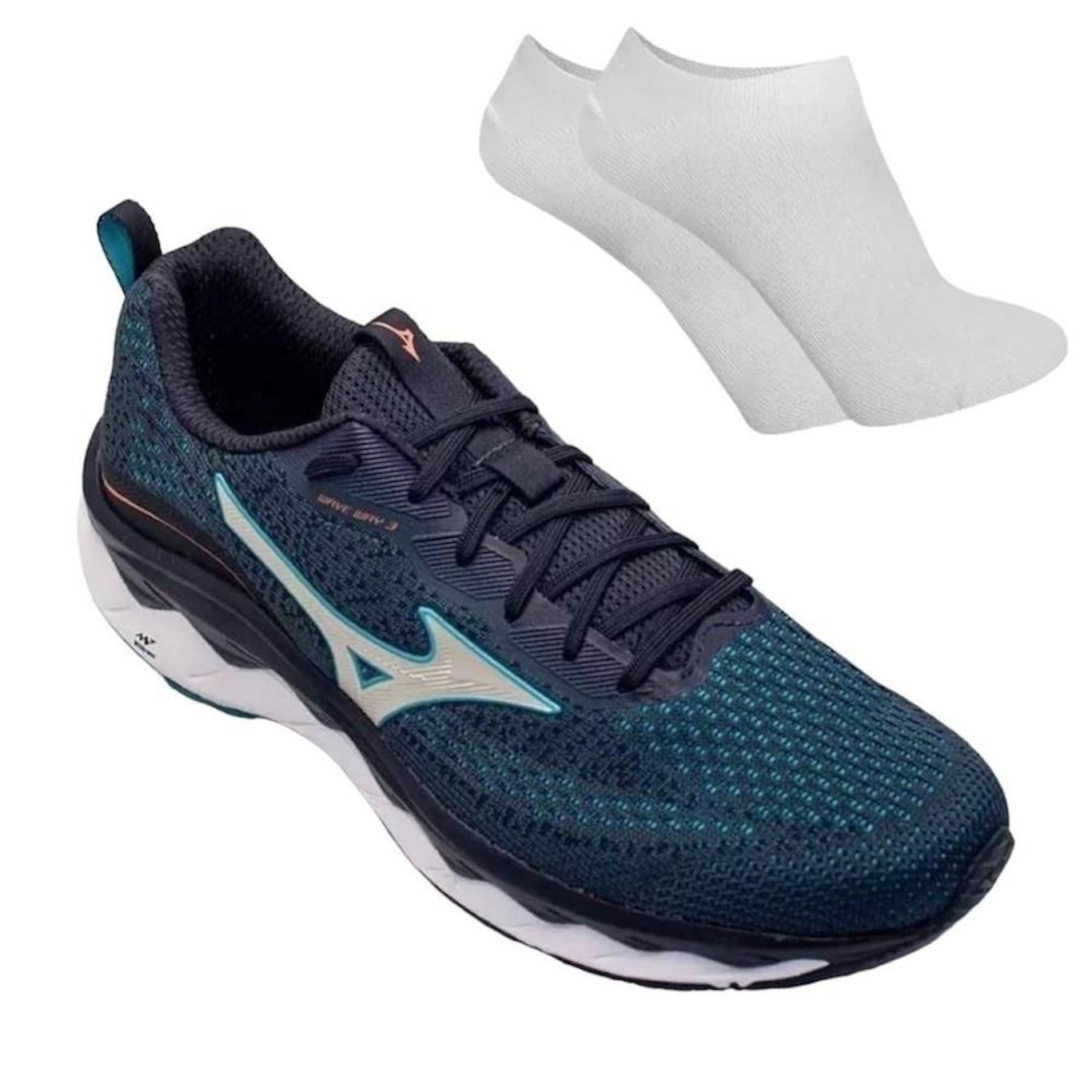 Kit Tênis Mizuno Wave Way 3 + Par de Meia - Masculino - Foto 1