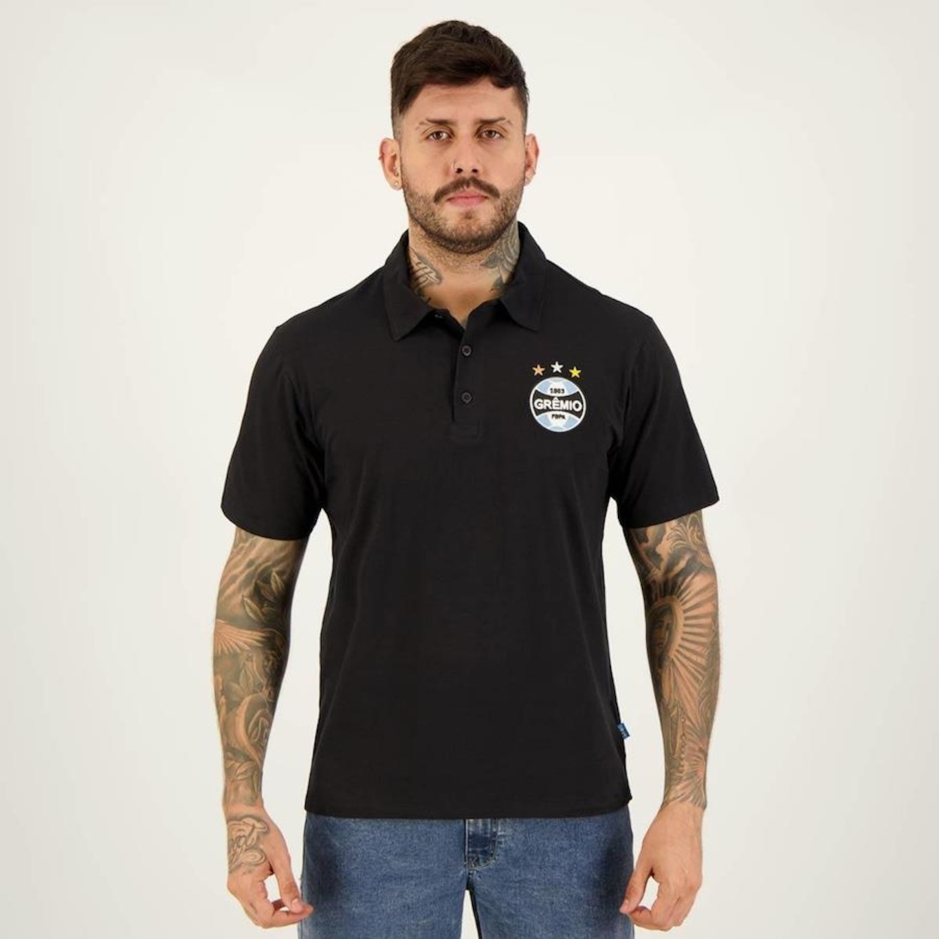 Camisa Polo do Grêmio Escudo Gfbpa Surf Center - Masculina - Foto 1