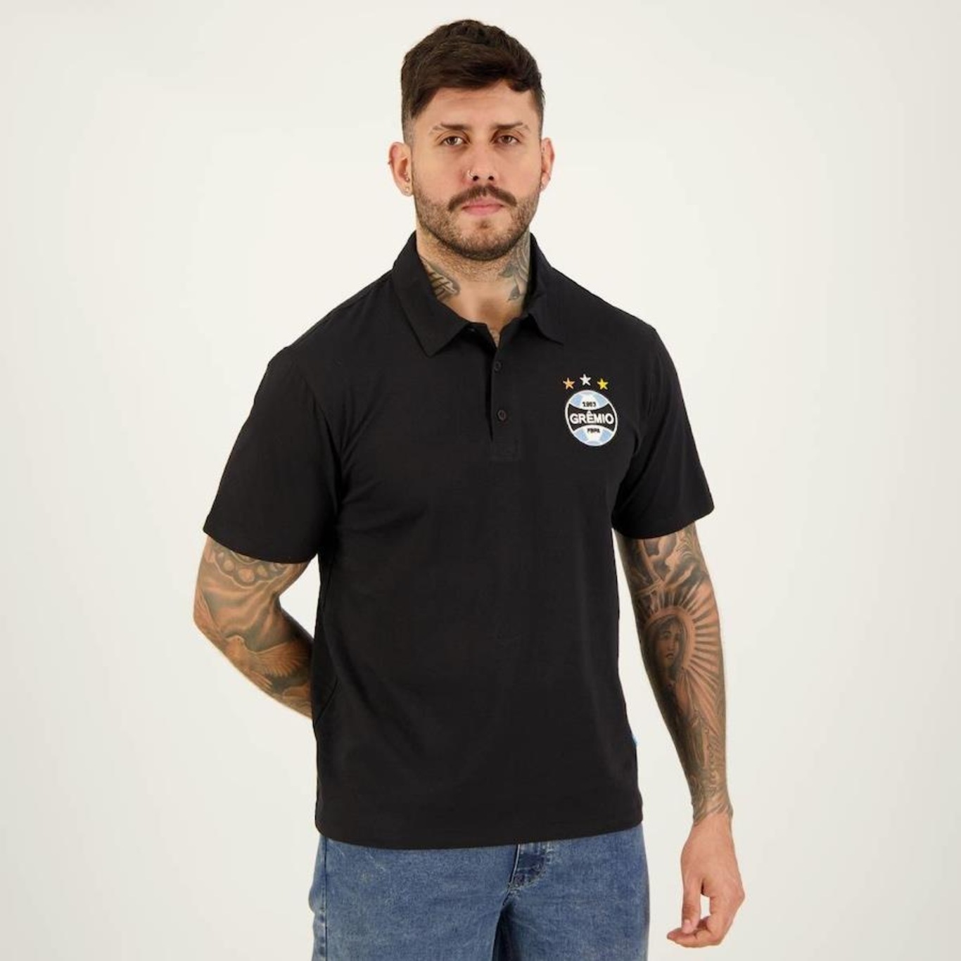 Camisa Polo do Grêmio Escudo Gfbpa Surf Center - Masculina - Foto 5