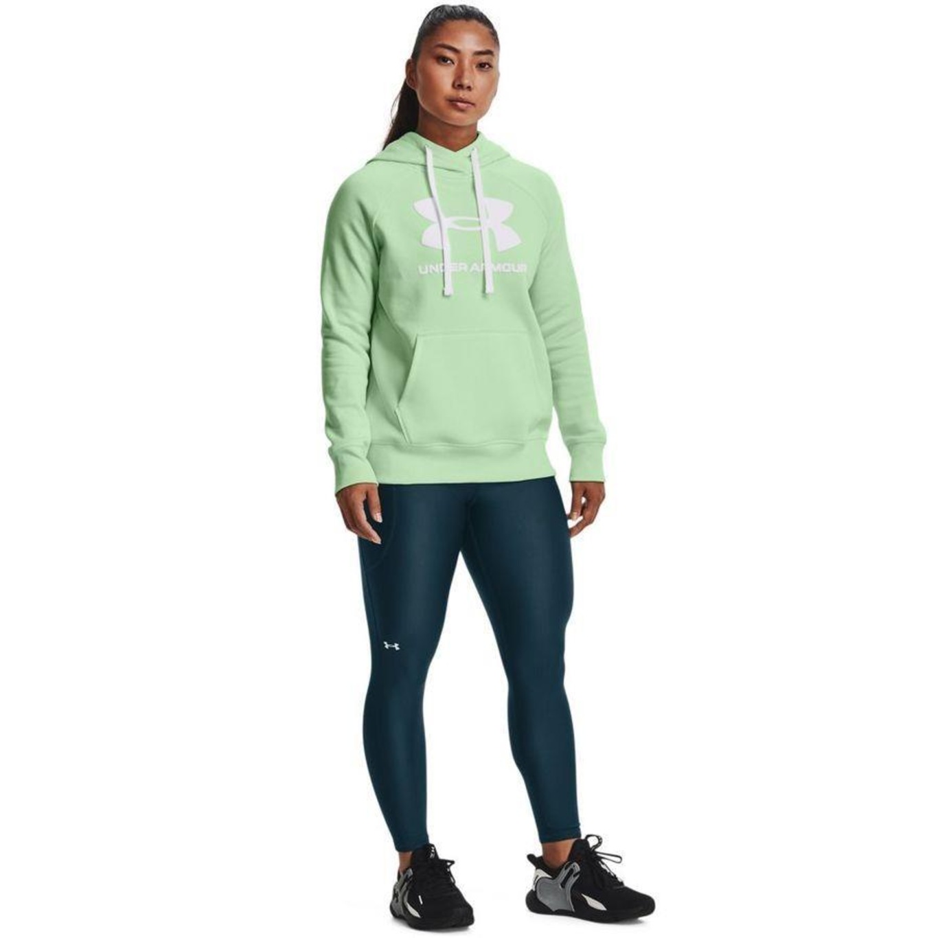 Under Armour Rival Fleece Logo Hoodie in Green