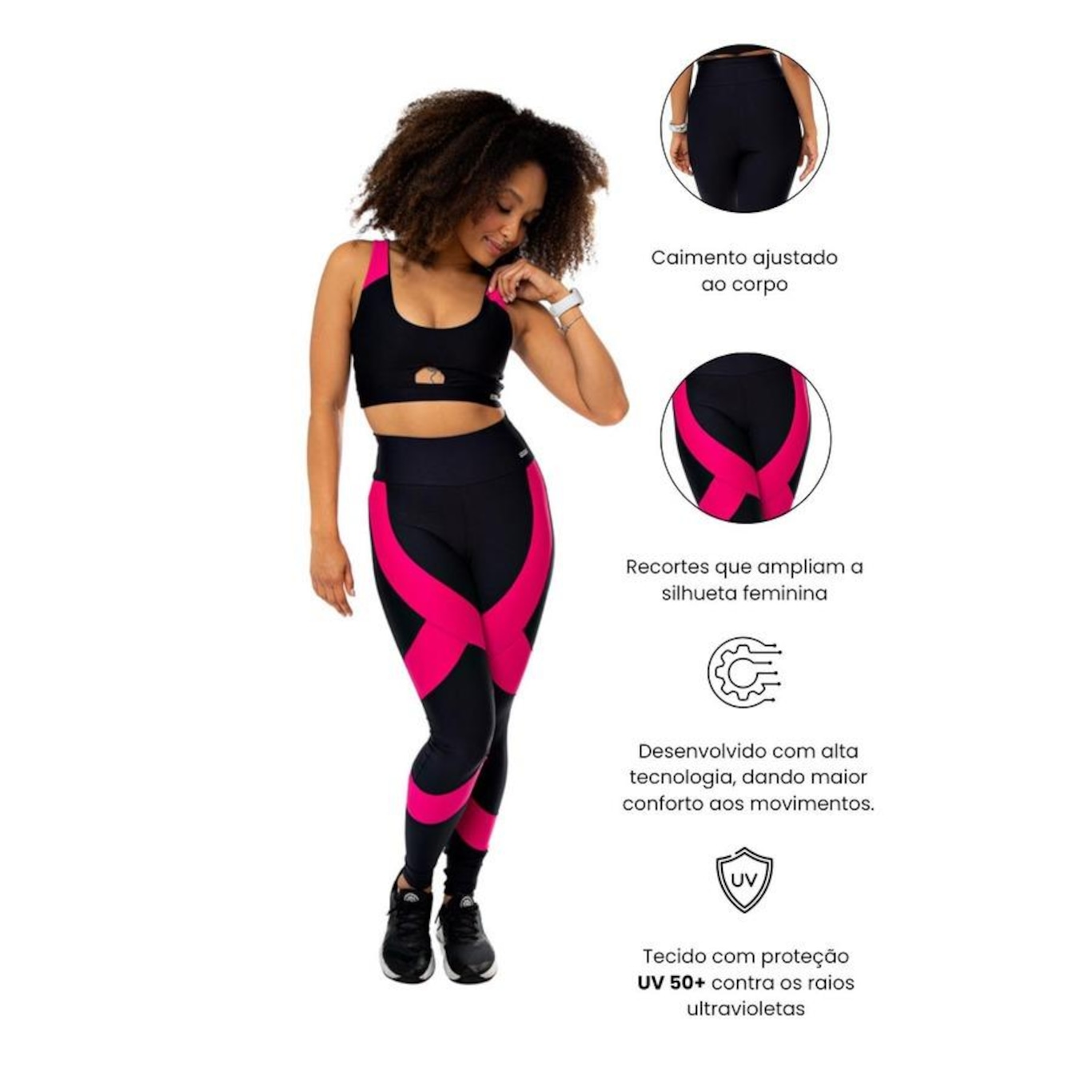 Calça Legging Hoopfit Cós Alto com Recortes - Feminina - Foto 5