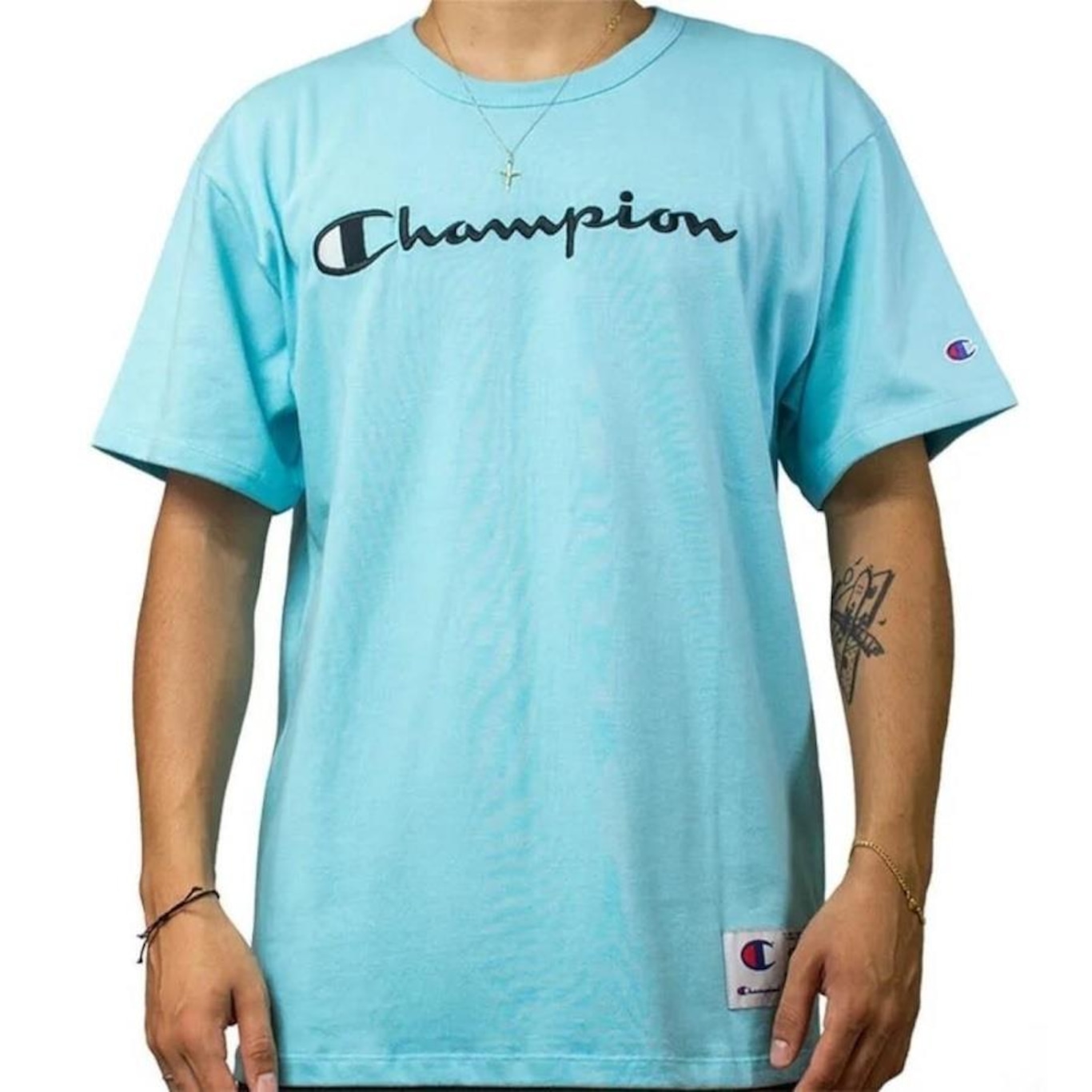 Camiseta Champion Logo Bordado Script - Masculina - Foto 1