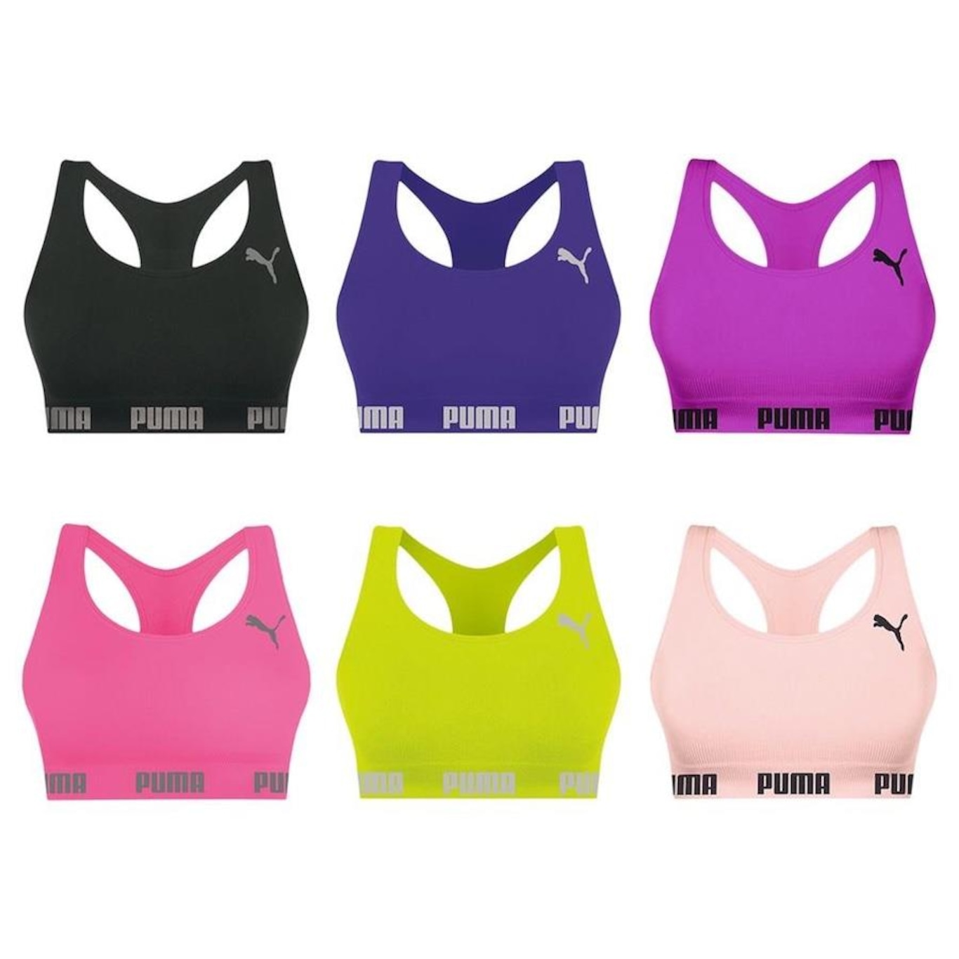 Kit Top Puma Nadador sem Costura - 6 Unidades - Feminino - Foto 1