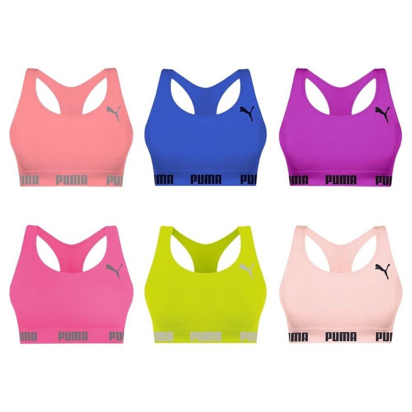 Kit Top Puma Nadador sem Costura - 6 Unidades - Feminino - Foto 1