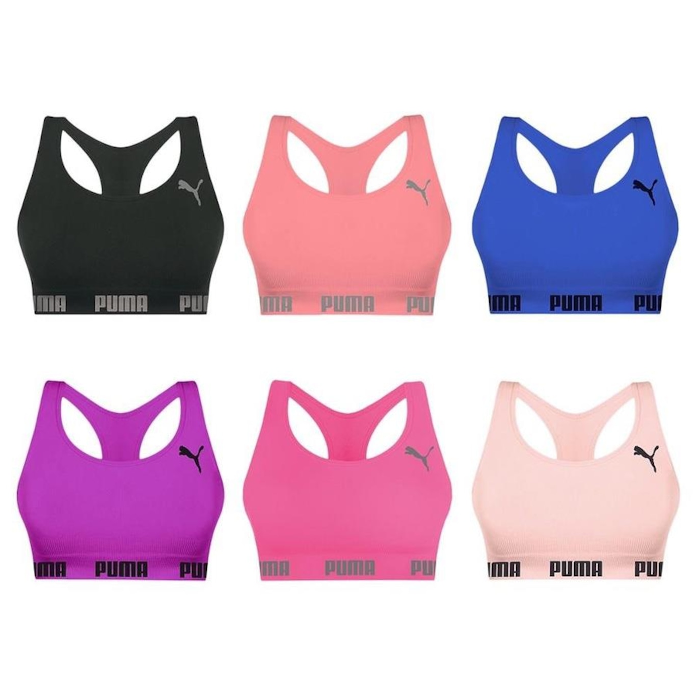 Kit Top Puma Nadador sem Costura - 6 Unidades - Feminino - Foto 1