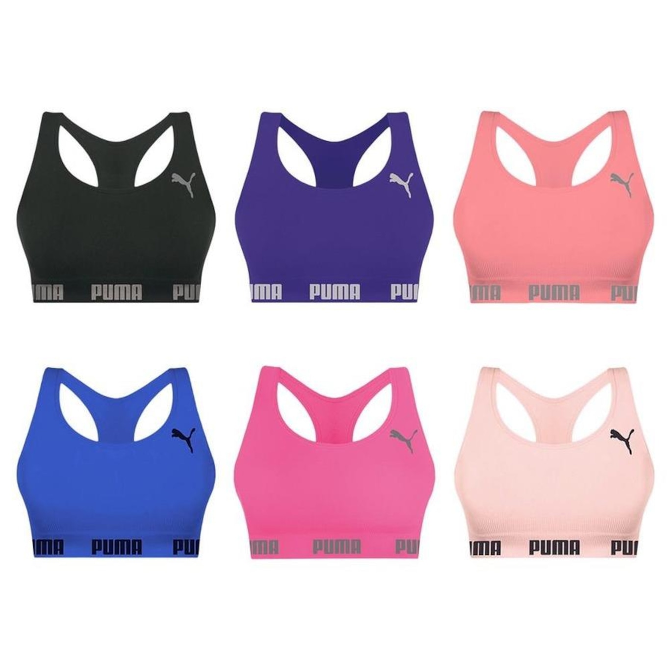 Kit Top Puma Nadador sem Costura - 6 Unidades - Feminino - Foto 1