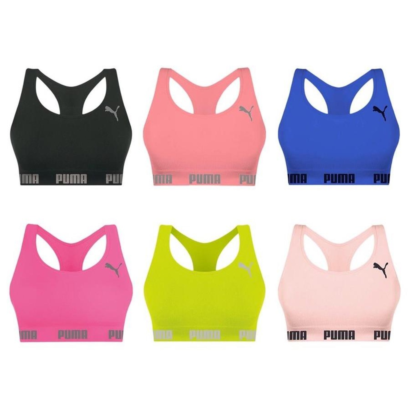 Kit Top Puma Nadador sem Costura - 6 Unidades - Feminino - Foto 1