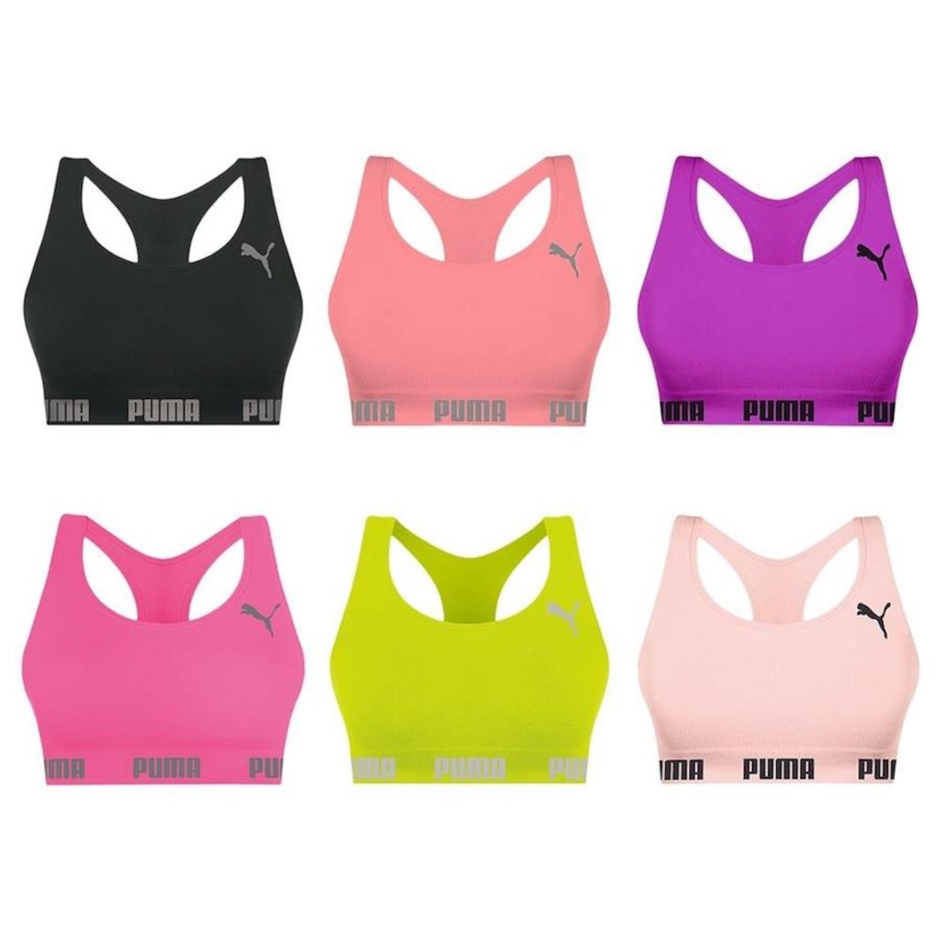 Kit Top Puma Nadador sem Costura - 6 Unidades - Feminino - Foto 1