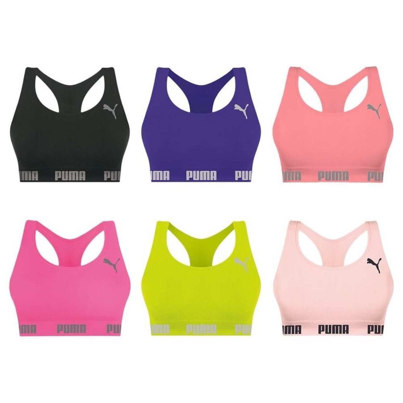 Kit Top Puma Nadador sem Costura - 6 Unidades - Feminino - Foto 1