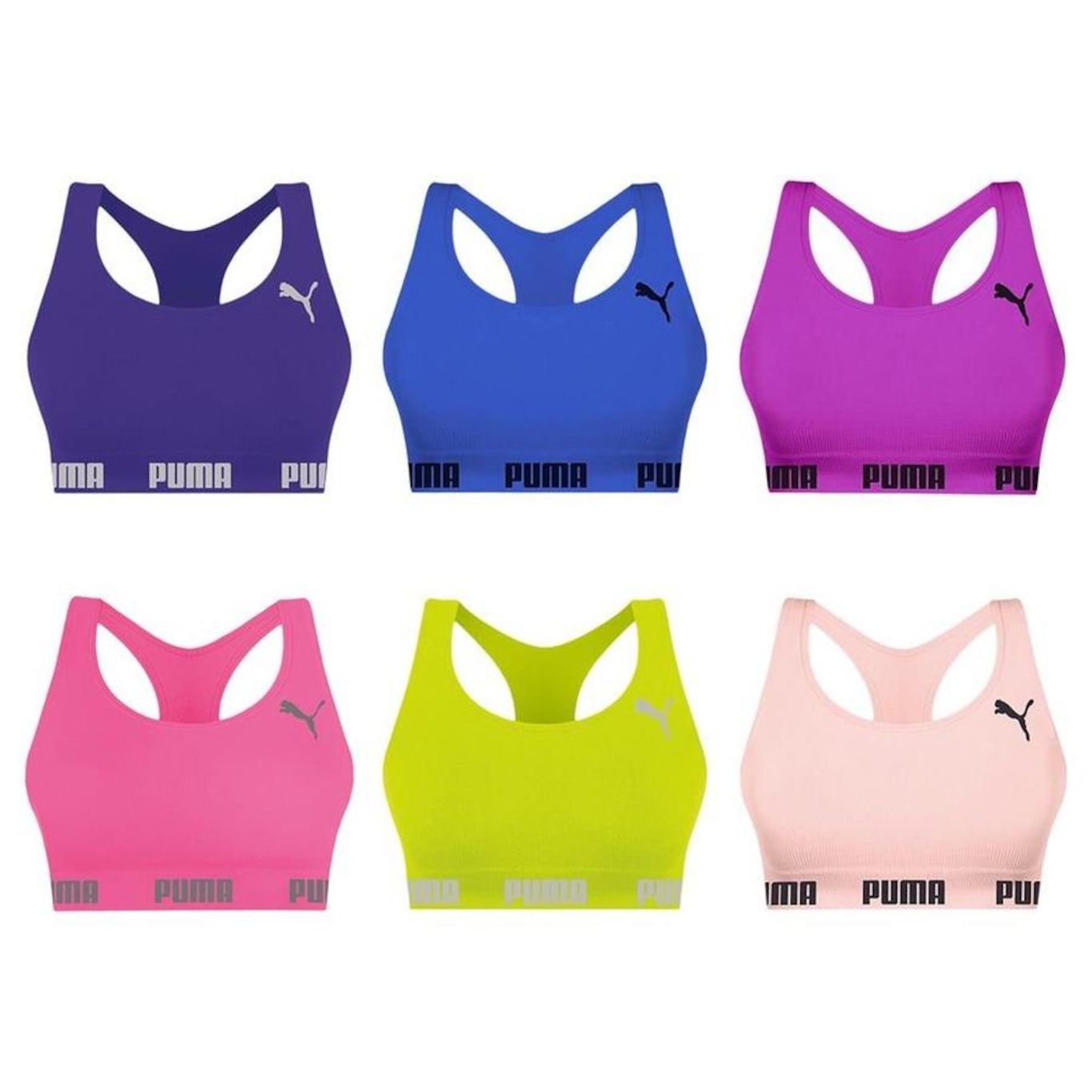 Kit Top Puma Nadador sem Costura - 6 Unidades - Feminino - Foto 1