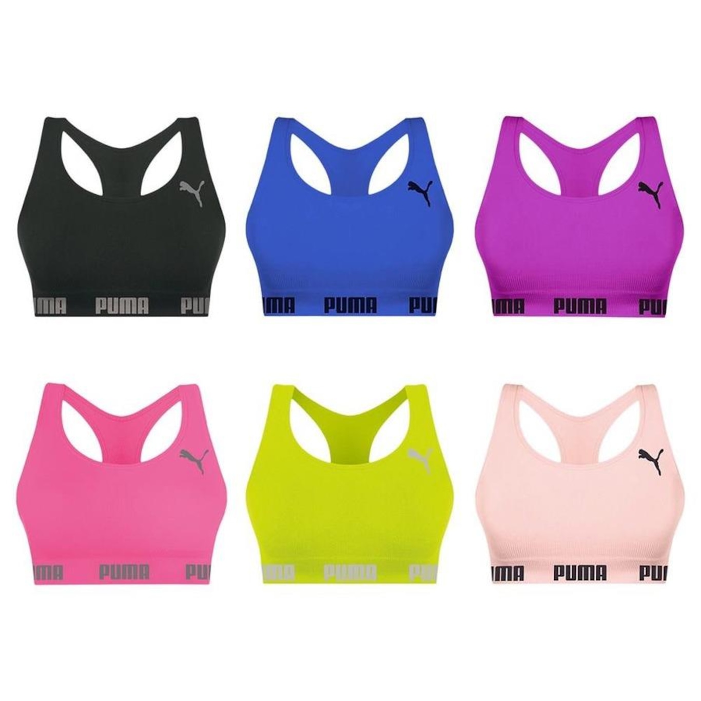 Kit Top Puma Nadador sem Costura - 6 Unidades - Feminino - Foto 1