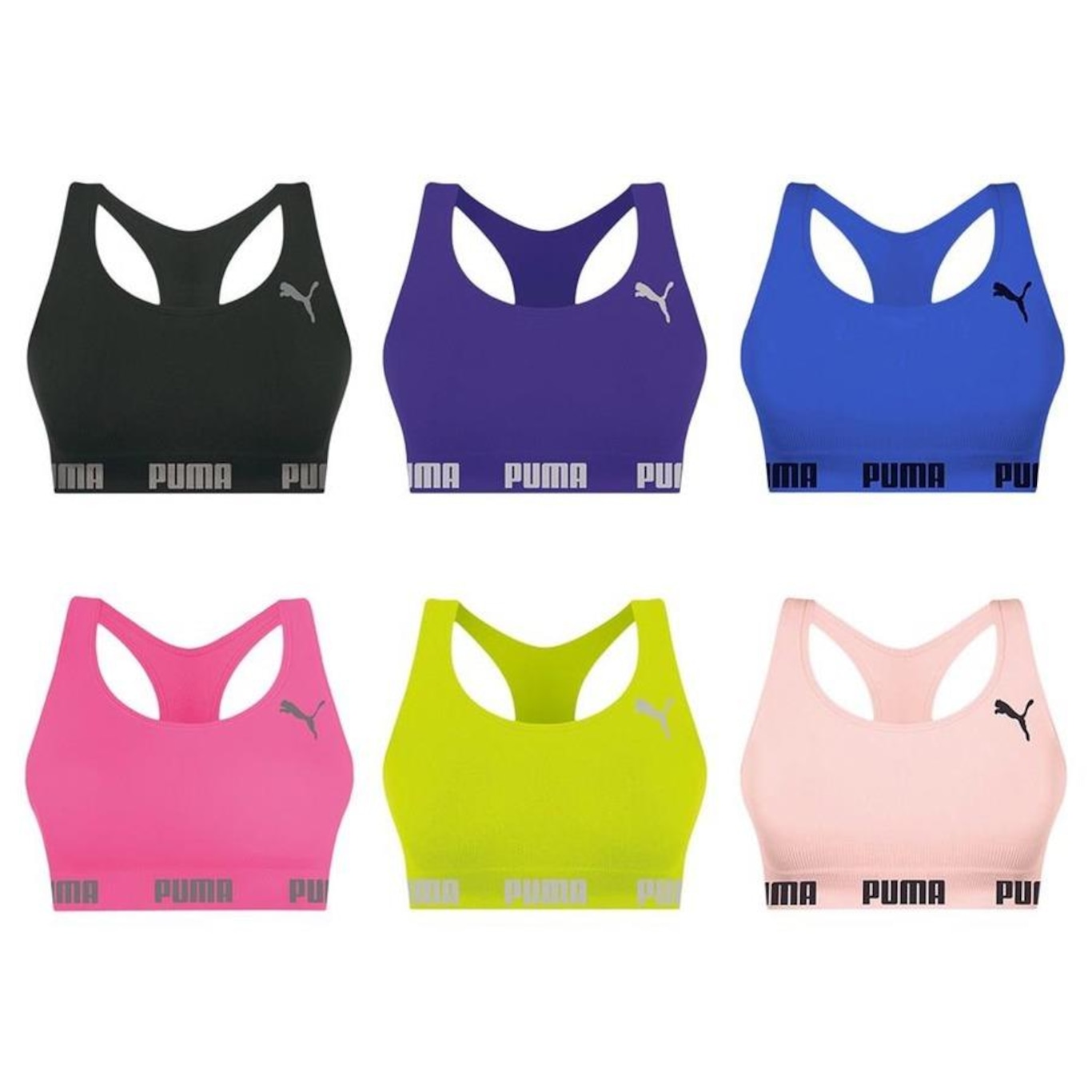 Kit Top Puma Nadador sem Costura - 6 Unidades - Feminino - Foto 1