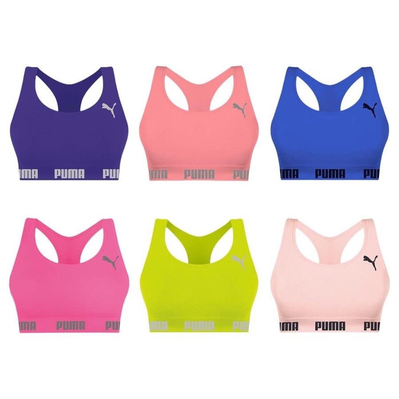 Kit Top Puma Nadador sem Costura - 6 Unidades - Feminino - Foto 1