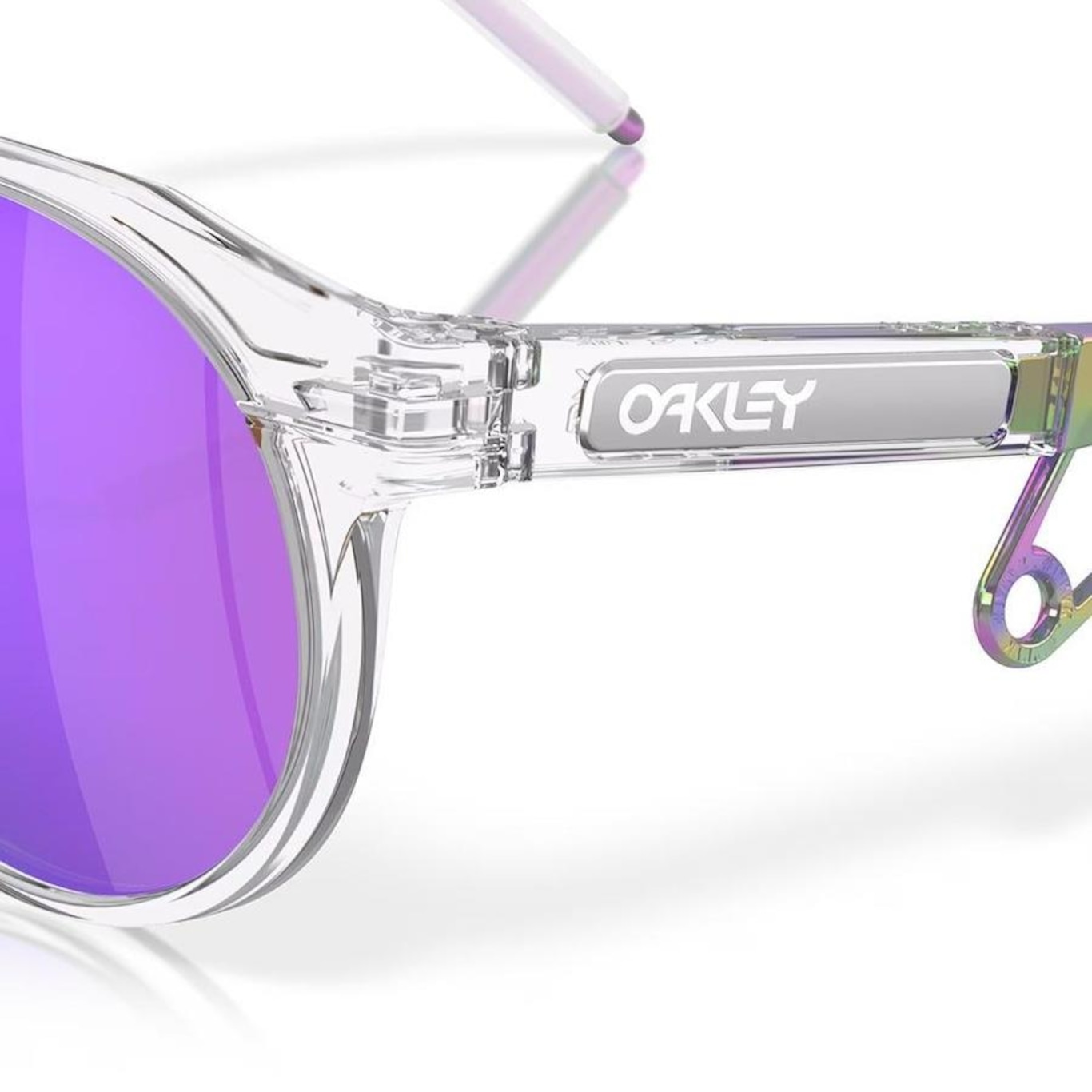 Óculos de Sol Oakley Hstn Metal Matte Clear Prizm Violet - Unissex - Foto 6