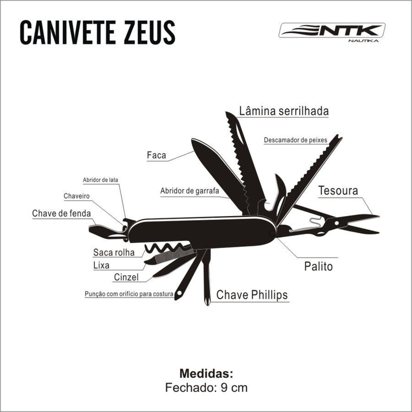 Canivete Multifunção Nautika Zeus - 15 Funções - Foto 5