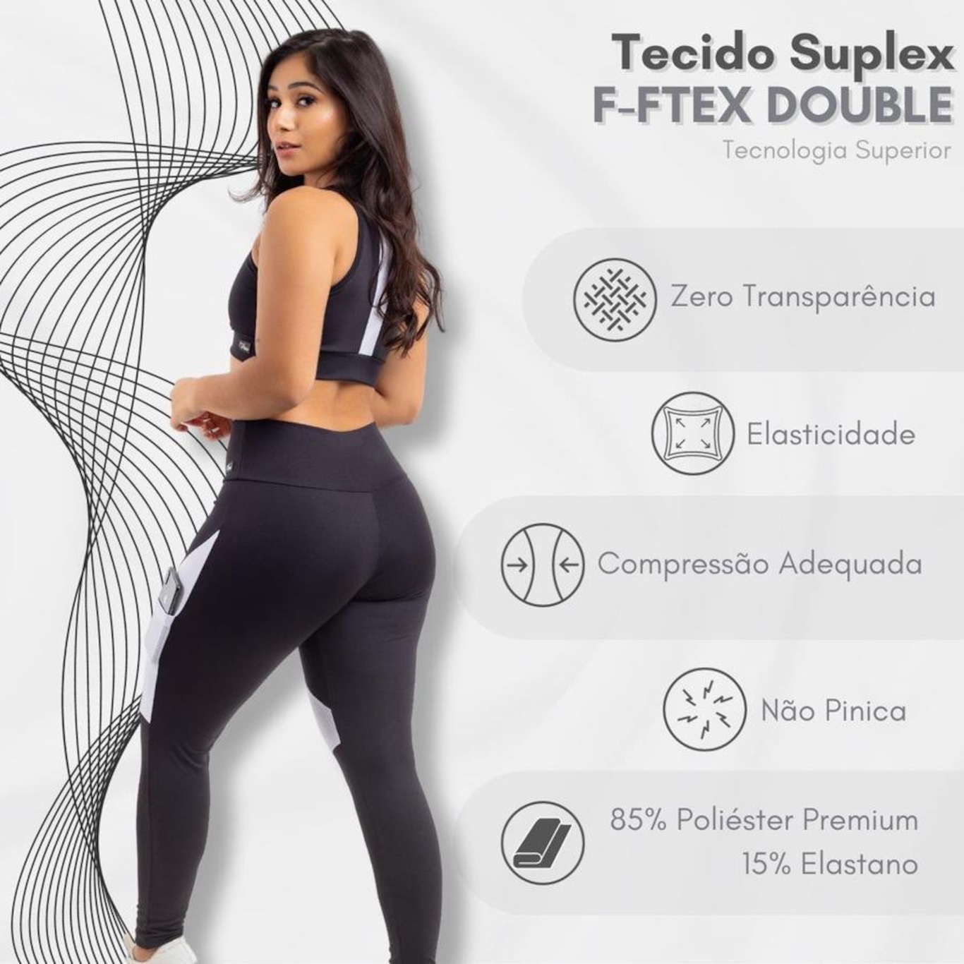 Conjunto Fitness Feminino Academia Top e Calça Sport Tecido Slim Confort