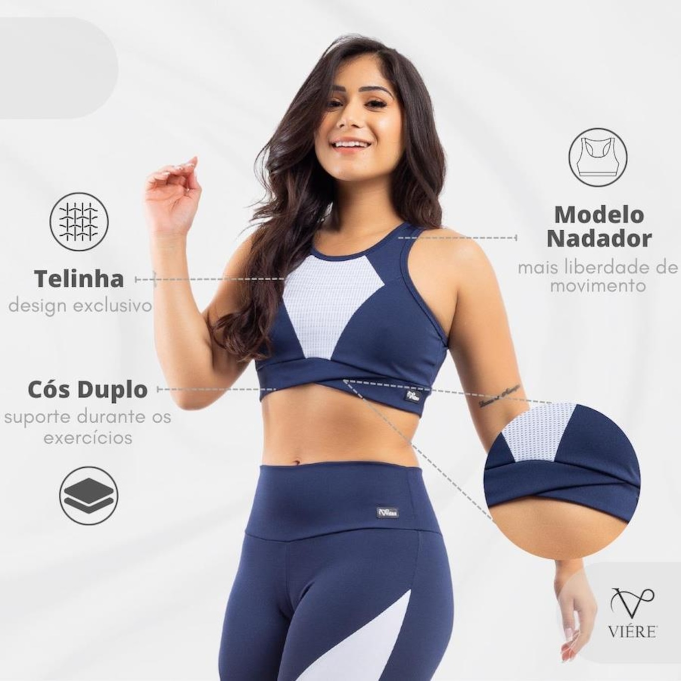 Conjunto Viére Zero Transparencia: Top Fitness + Calça Legging - Feminino - Foto 3