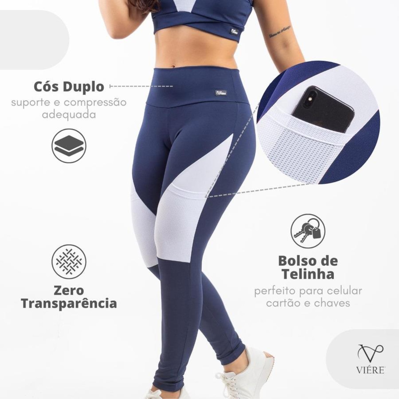 Conjunto Viére Zero Transparencia: Top Fitness + Calça Legging - Feminino - Foto 4