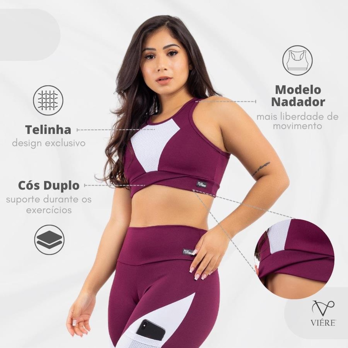 Conjunto Viére Zero Transparencia: Top Fitness + Calça Legging - Feminino - Foto 3