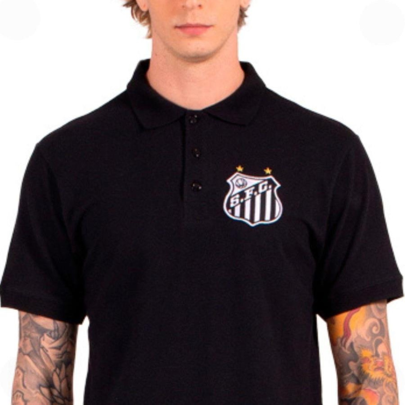 Camiseta Polo Piquet Santos Surf Center - Masculina - Foto 3