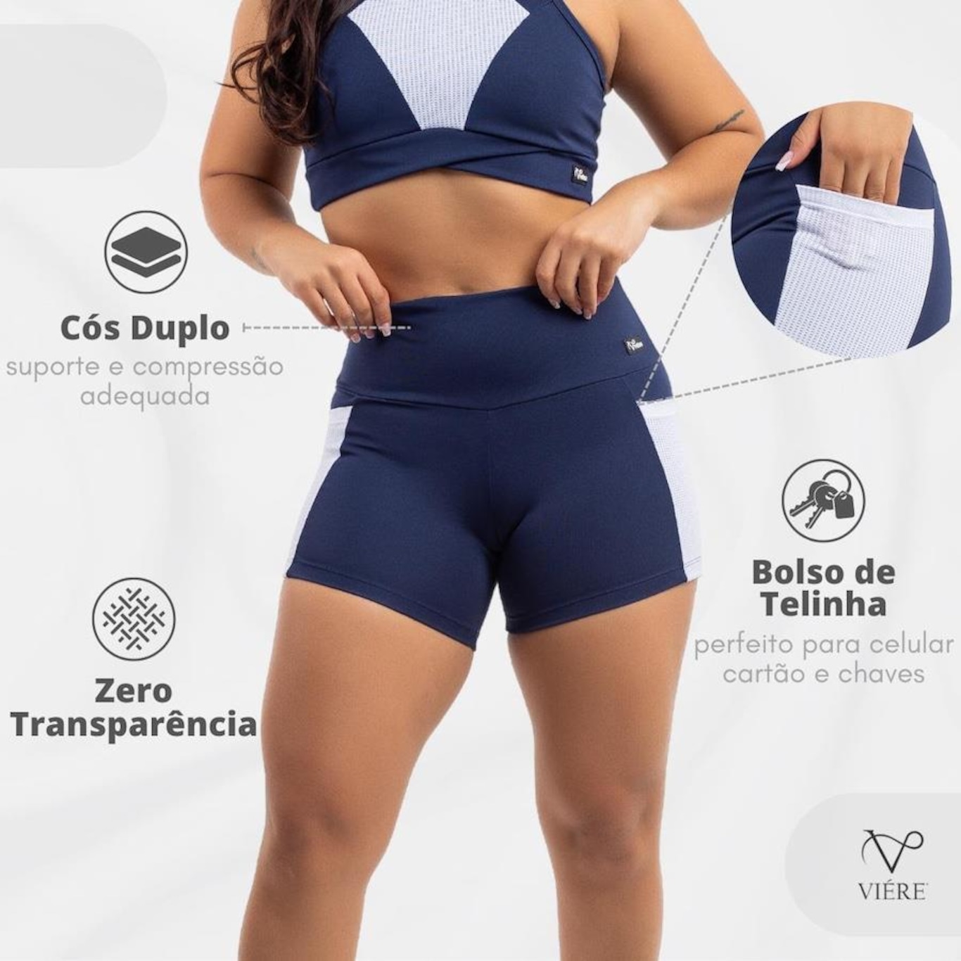 Conjunto Viére sem Transparencia: Top Fitness Nadador + Shorts Legging  - Feminino - Foto 4