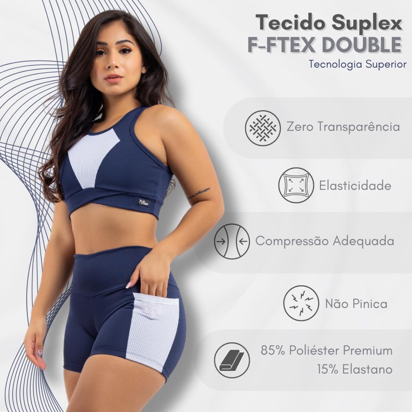 Conjunto Viére sem Transparencia: Top Fitness Nadador + Shorts Legging  - Feminino - Foto 5