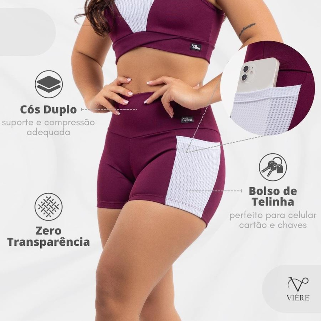 Conjunto Viére sem Transparencia: Top Fitness Nadador + Shorts Legging  - Feminino - Foto 4