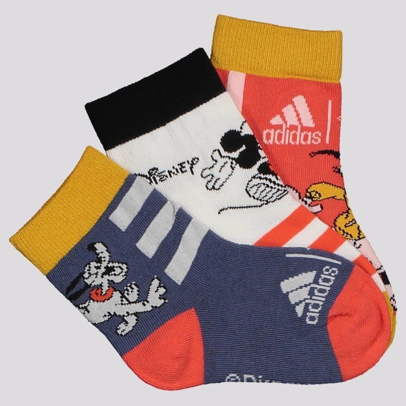 Kit Meia Cano Médio adidas Mickey - 3 Pares - Infantil - Foto 1