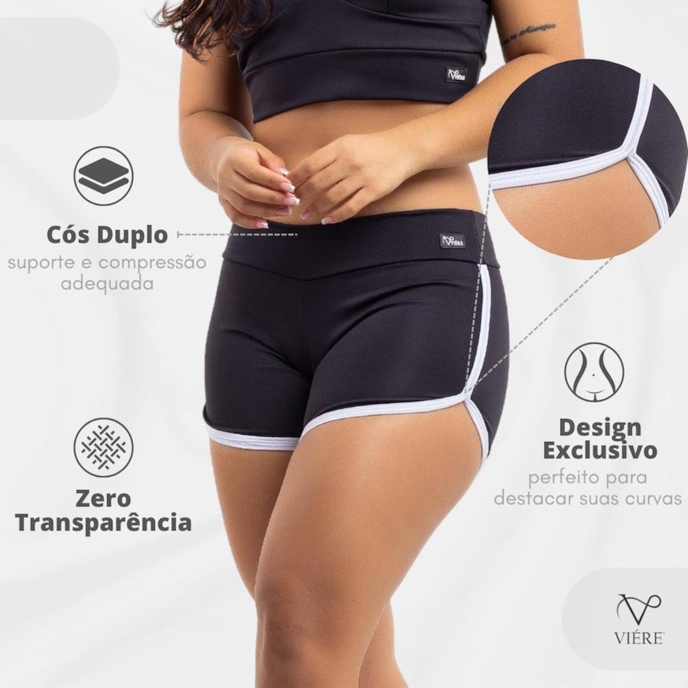 Conjunto Viére Zero Transparência: Top Fitness + Shorts Legging  - Feminino - Foto 4