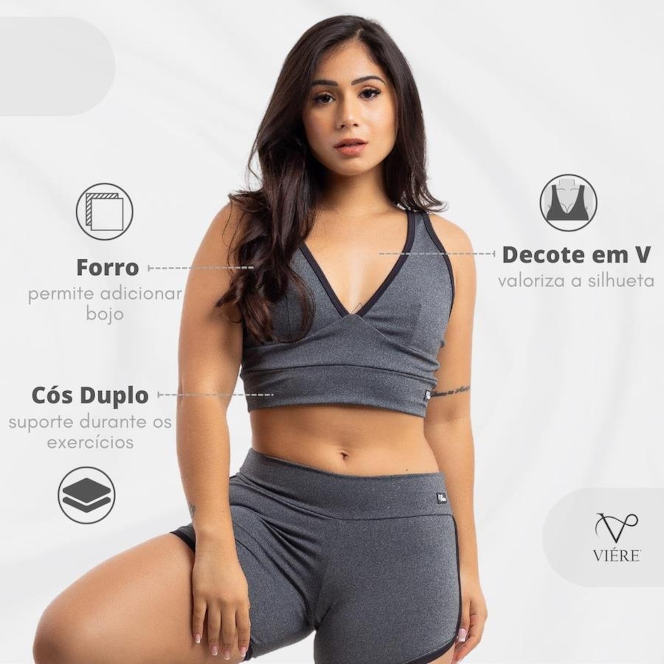 Conjunto Viére Zero Transparência: Top Fitness + Shorts Legging  - Feminino - Foto 3