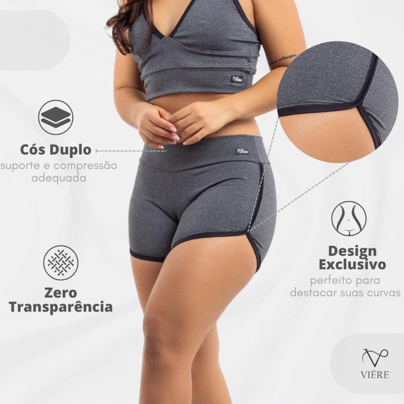 Conjunto Viére Zero Transparência: Top Fitness + Shorts Legging  - Feminino - Foto 4