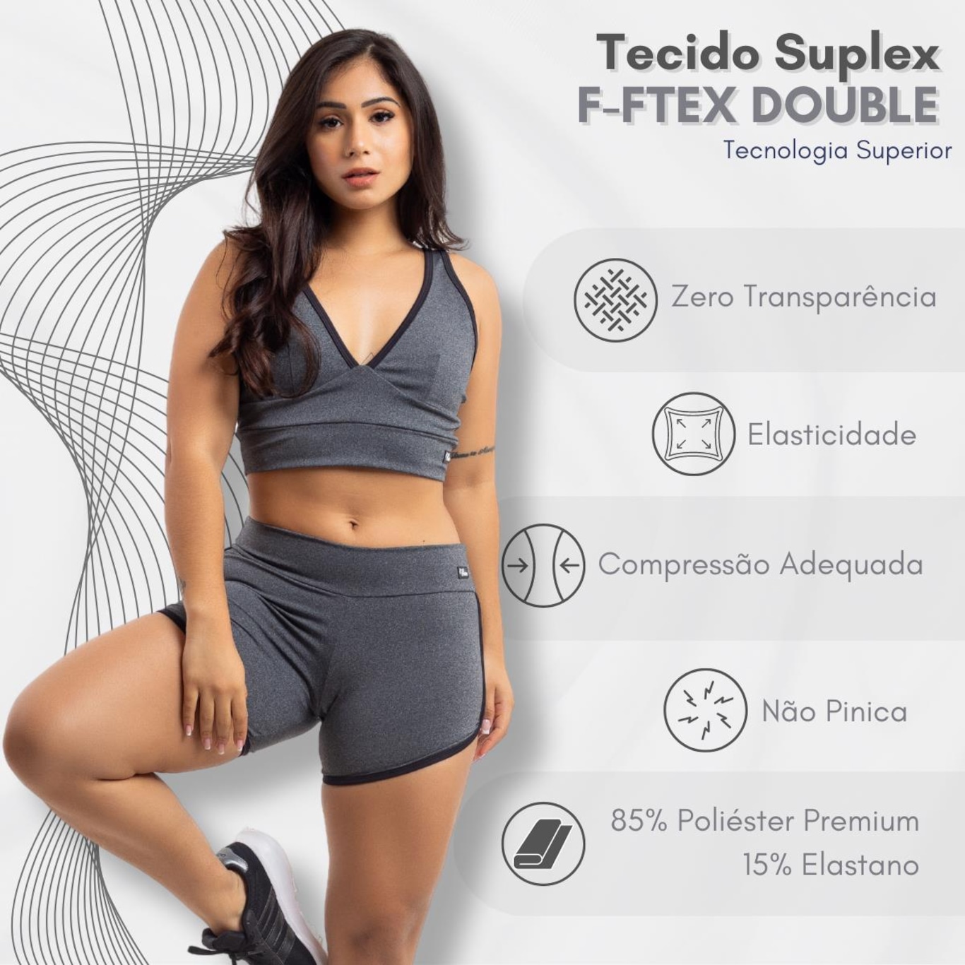 Conjunto Viére Zero Transparência: Top Fitness + Shorts Legging  - Feminino - Foto 5