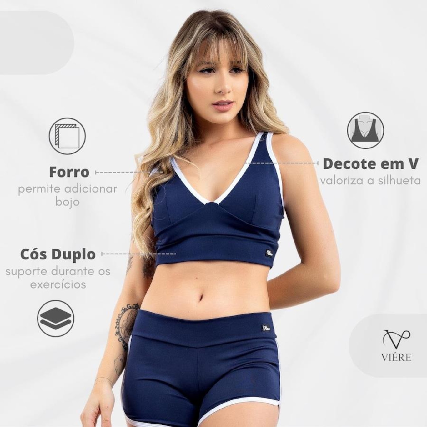 Conjunto Viére Zero Transparência: Top Fitness + Shorts Legging  - Feminino - Foto 3