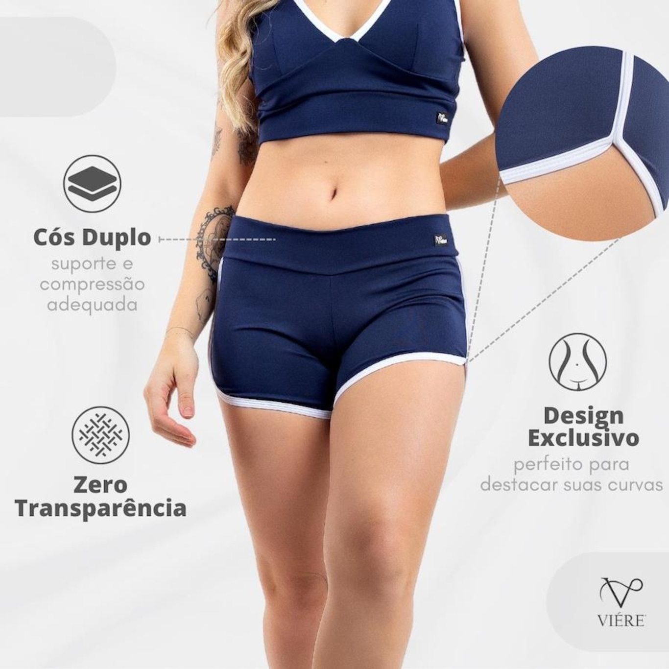 Conjunto Viére Zero Transparência: Top Fitness + Shorts Legging  - Feminino - Foto 4