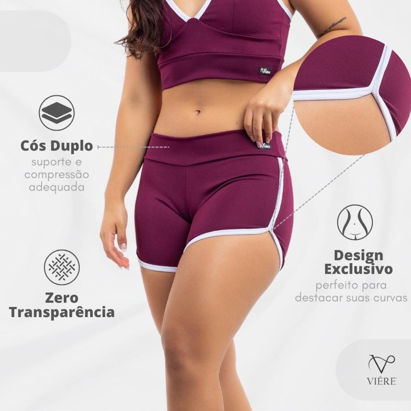 Conjunto Viére Zero Transparência: Top Fitness + Shorts Legging  - Feminino - Foto 4