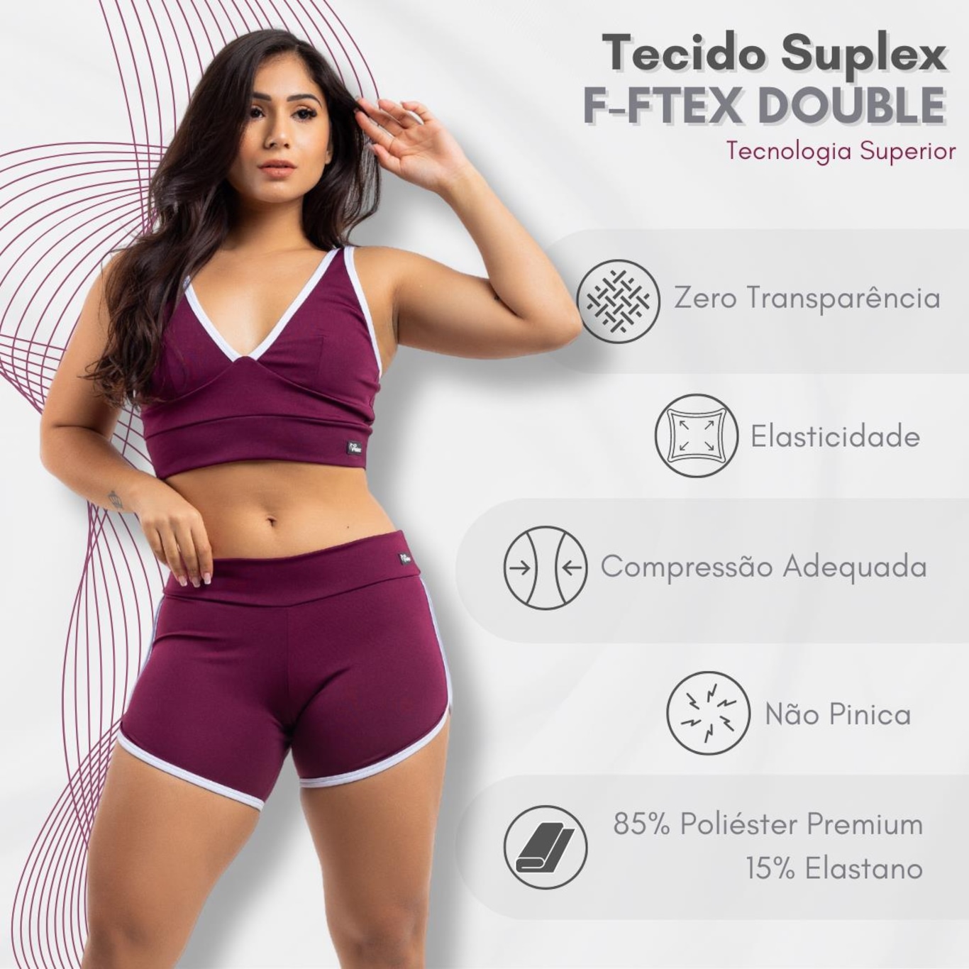 Conjunto Viére Zero Transparência: Top Fitness + Shorts Legging  - Feminino - Foto 5