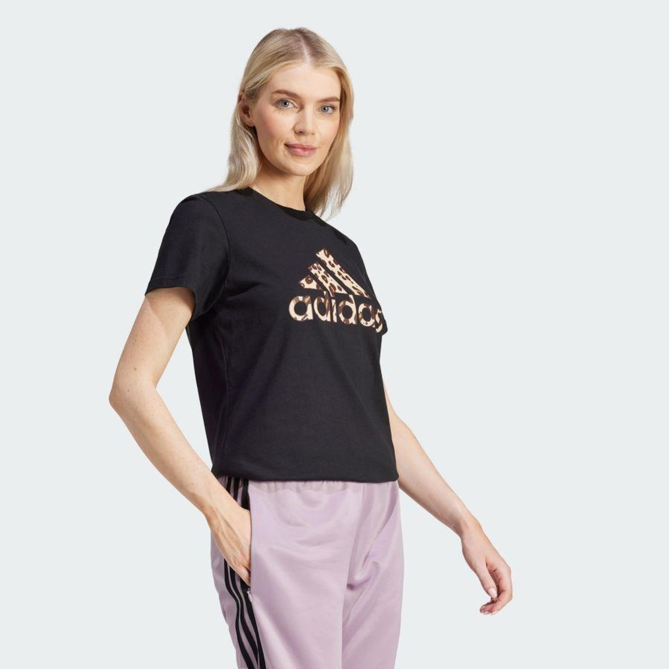 Adidas Womens Cotton Mossy Spellout T Shirt Black Size Medium main image 0