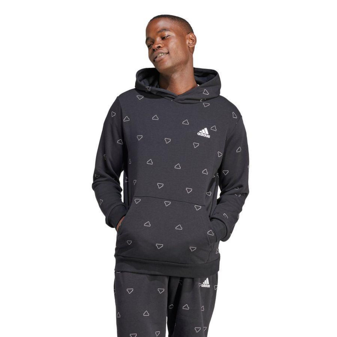 Blusão de Moletom com Capuz adidas Estampado Sazonal Monogramas Essentials - Masculino - Foto 2