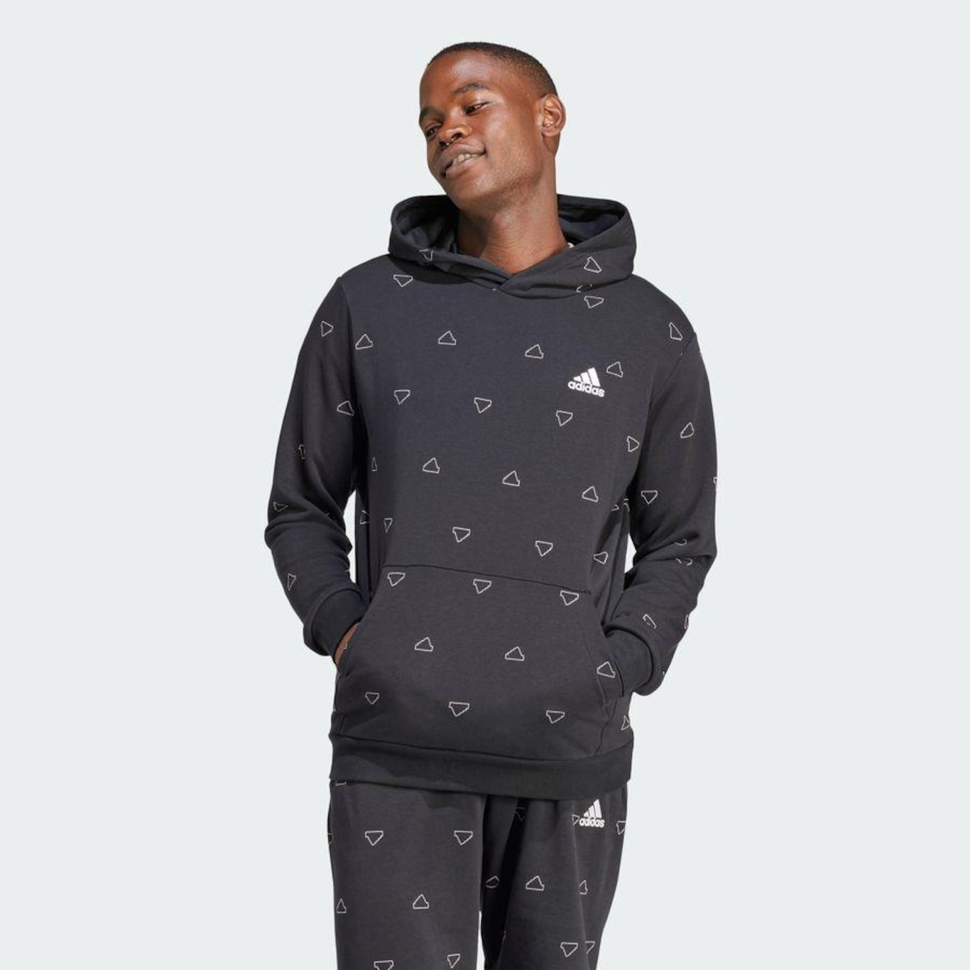 Blusão de Moletom com Capuz adidas Estampado Sazonal Monogramas Essentials - Masculino - Foto 3