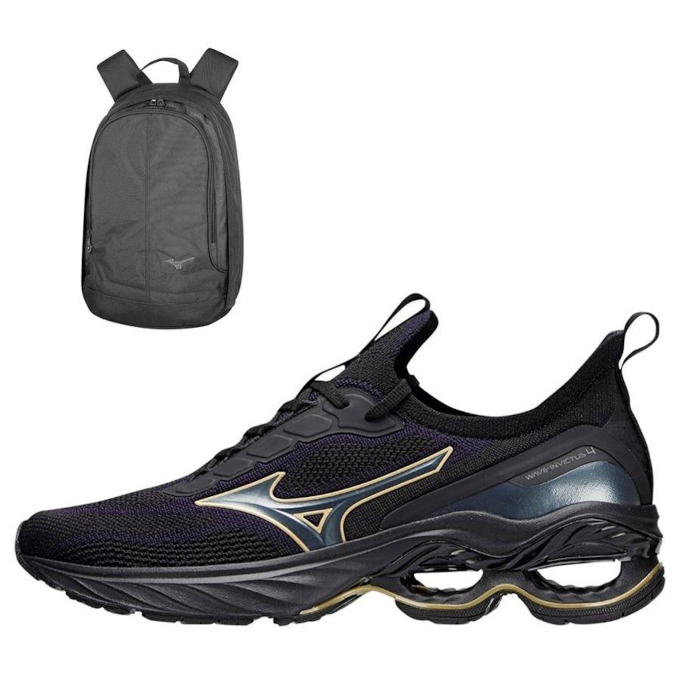 Tênis Mizuno Wave Invictus 4 + Mochila Fun New - Unissex - Foto 1