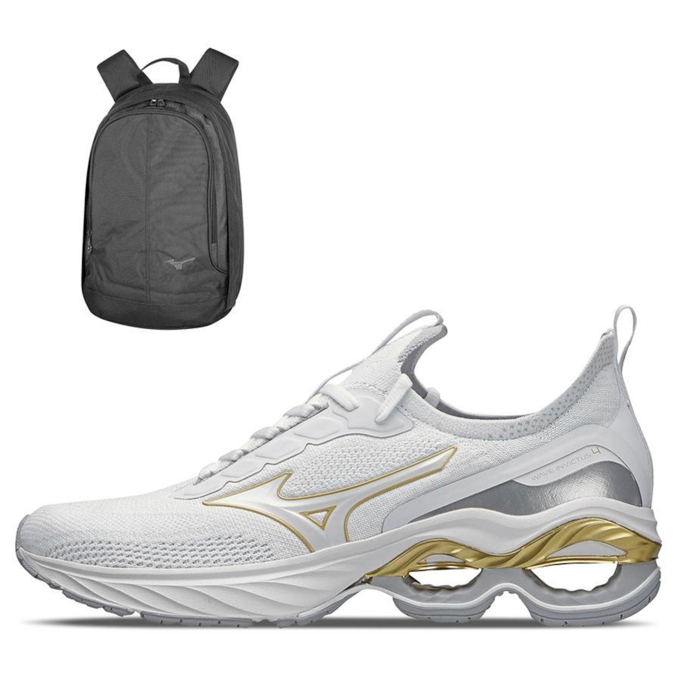 Kit 1 Tênis Mizuno Wave Invictus 4 E 1 Mochila Fun New - Unissex - Foto 1