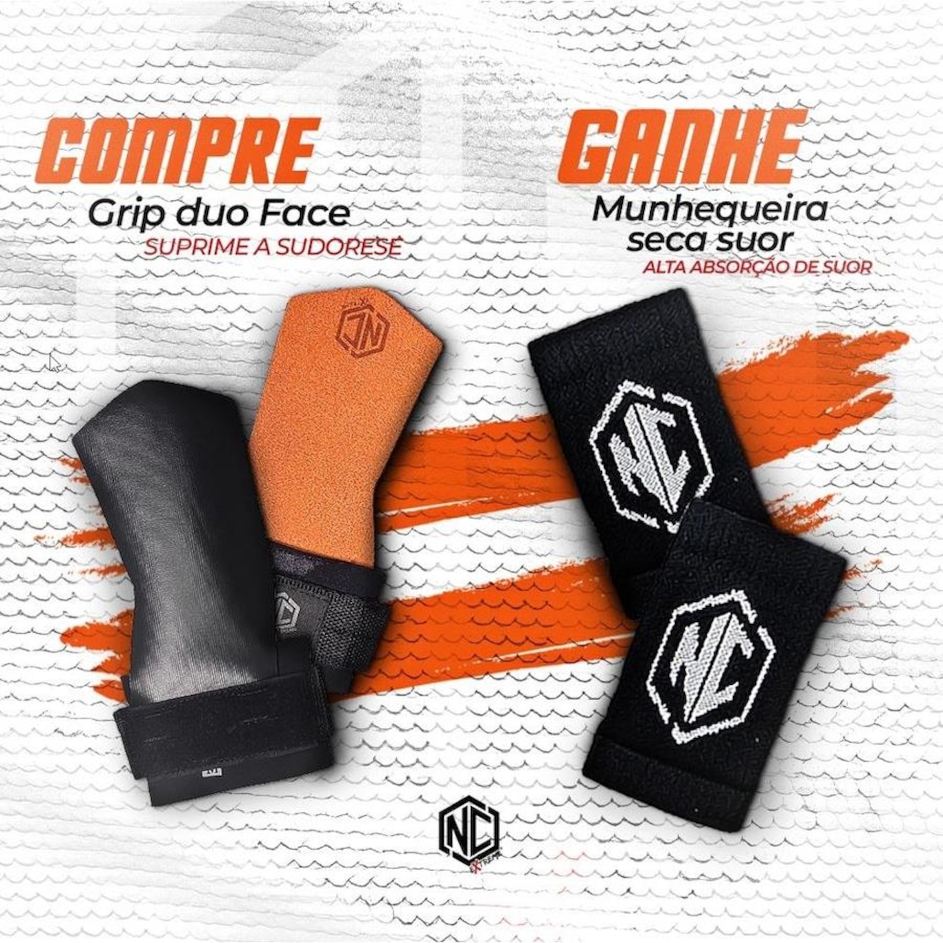 Kit de  Cross Training Nc Extreme Grip Duo Face + Munhequeira Seca Suor - Foto 3