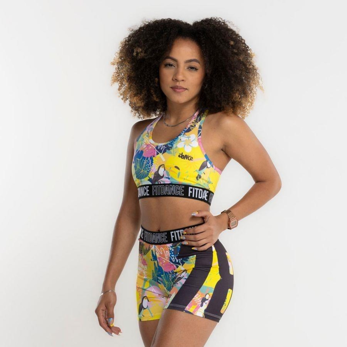 Top Fitness FitDance Elastico Floral - Feminino - Foto 4