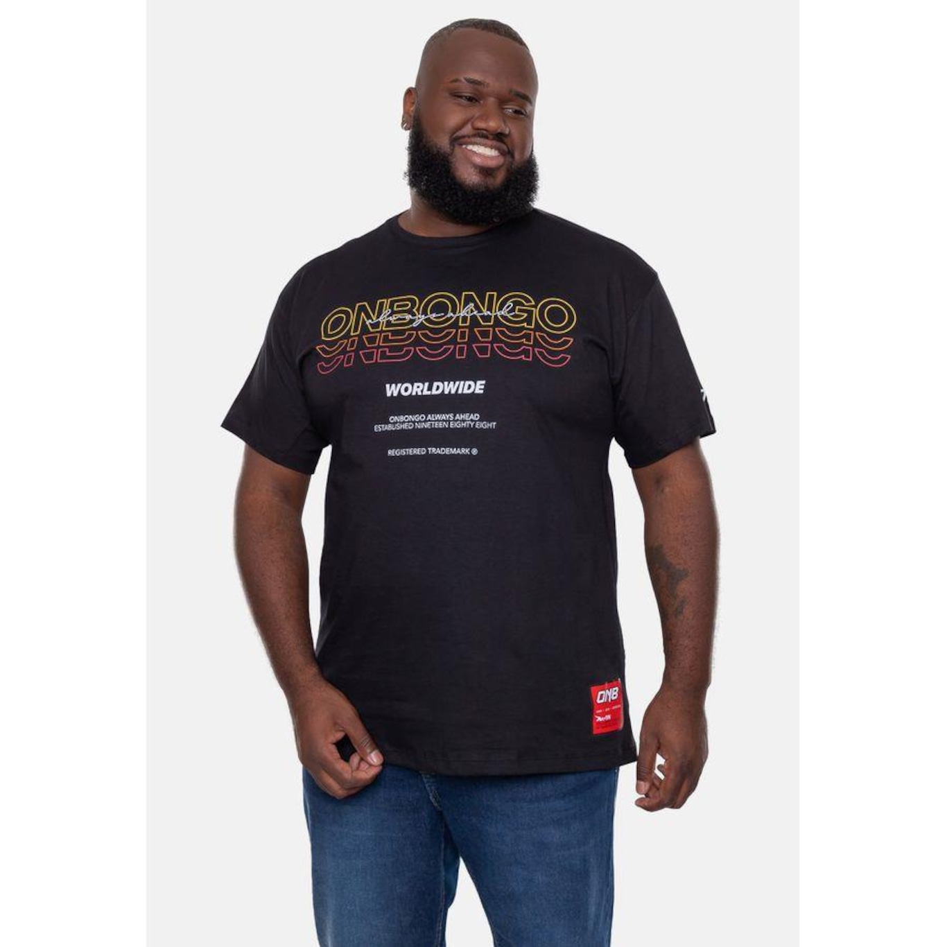 Camiseta Onbongo Plus Size Estampada Replay - Masculina - Foto 4